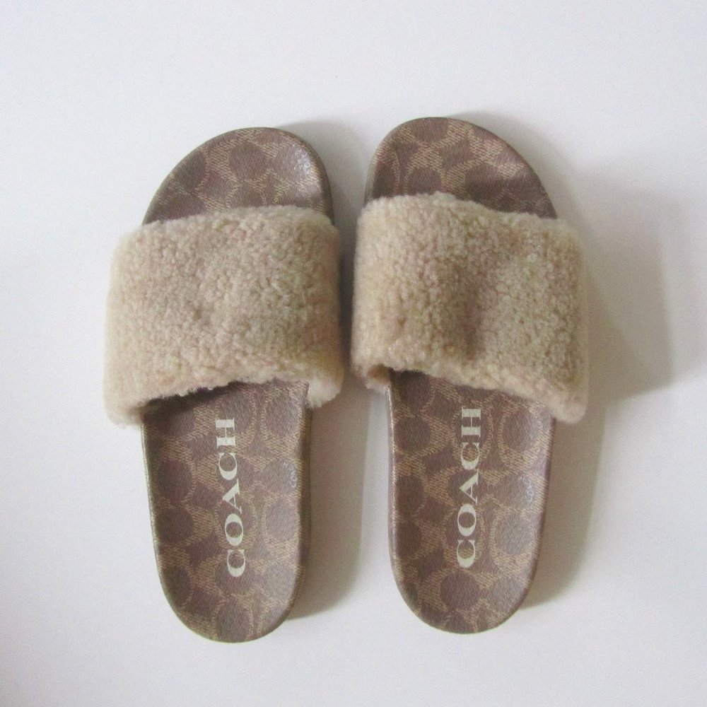 BRAND NEW IN BOX Coach Ulla Shearling Slide - W Size 7